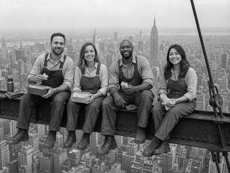 Construction Workers Crossbeam AI photo booth effect — Group rendering