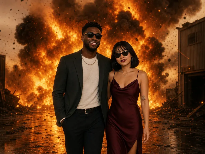 Cool Explosion Walk AI photo booth effect — Couple rendering