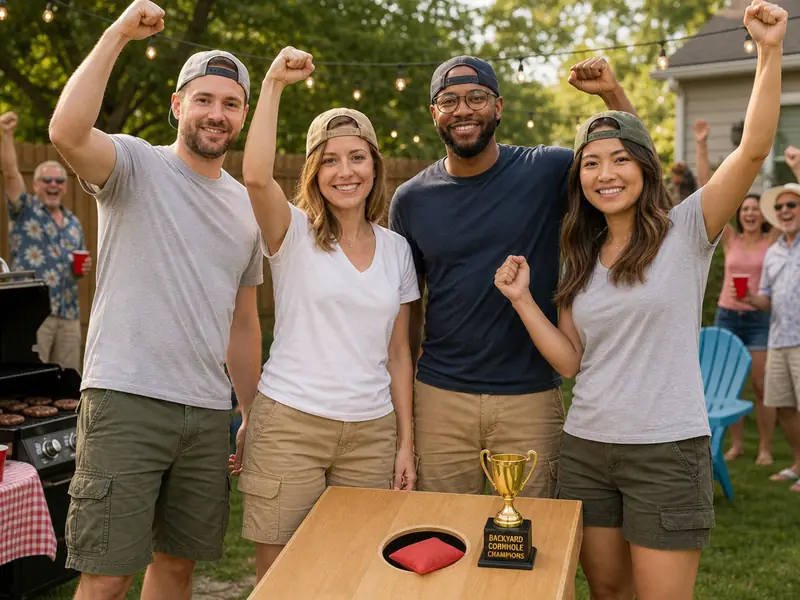 Cornhole Champion AI photo booth effect — Group rendering