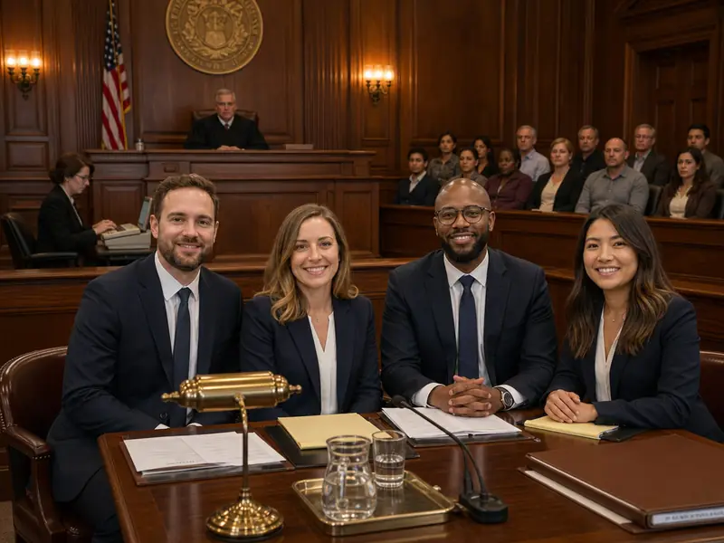 Courtroom Defendant AI photo booth effect — Group rendering