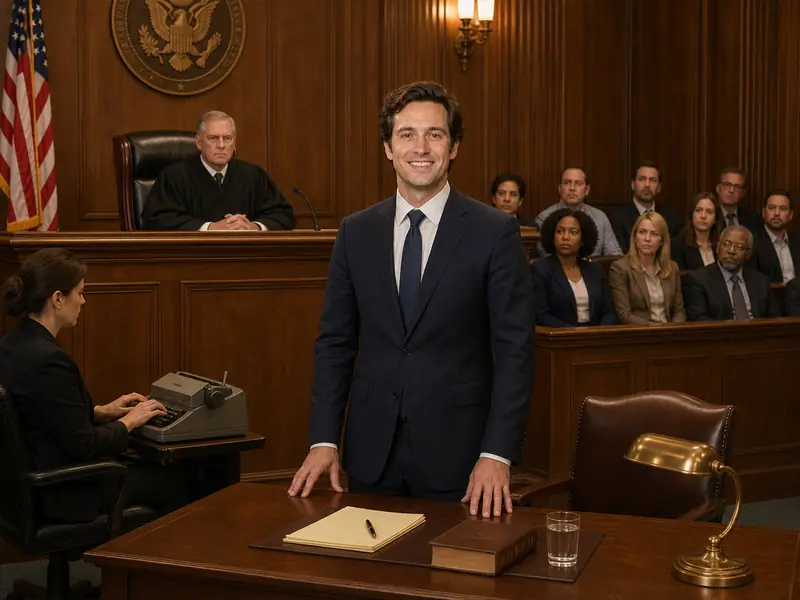 Courtroom Defendant AI photo booth effect — Solo rendering