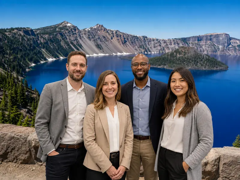 Crater Lake Oregon AI photo booth effect — Group rendering