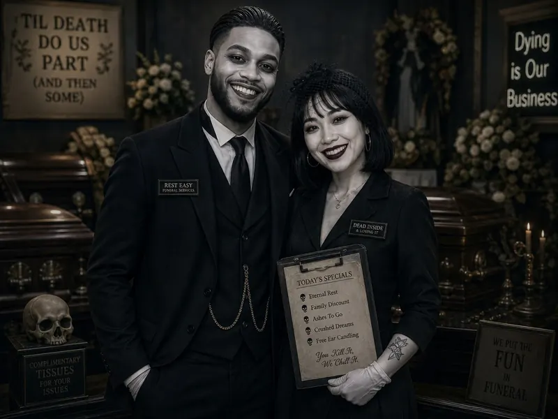 Creepy Mortician AI photo booth effect — Couple rendering