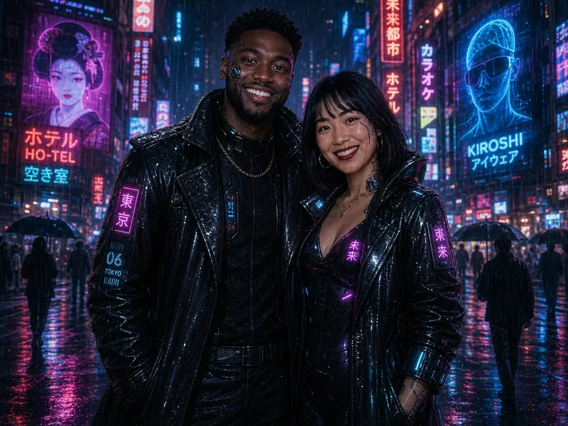 Cyberpunk Neon Street — couple