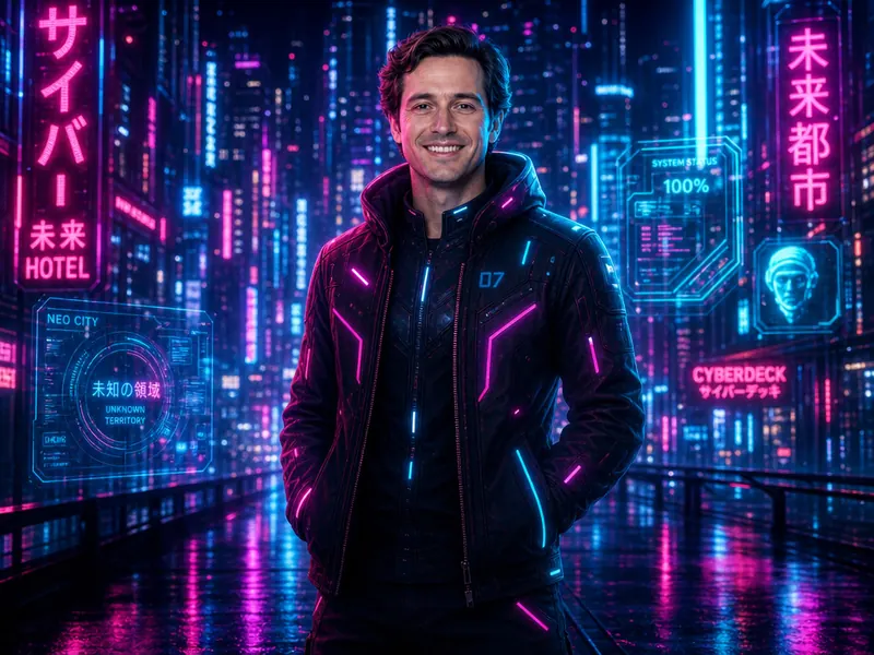 Cyberpunk Neon AI photo booth effect — Solo rendering