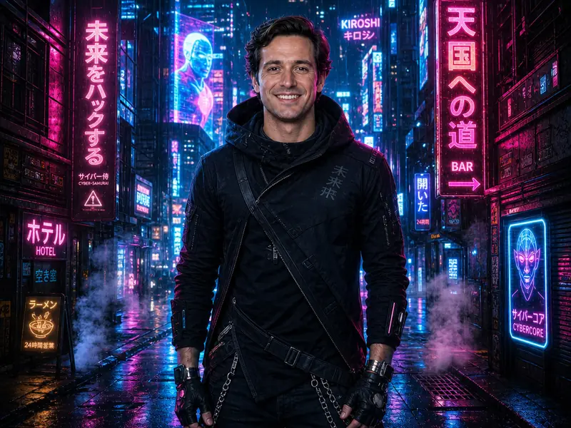 Cyberpunk Tokyo Hacker AI photo booth effect — Solo rendering