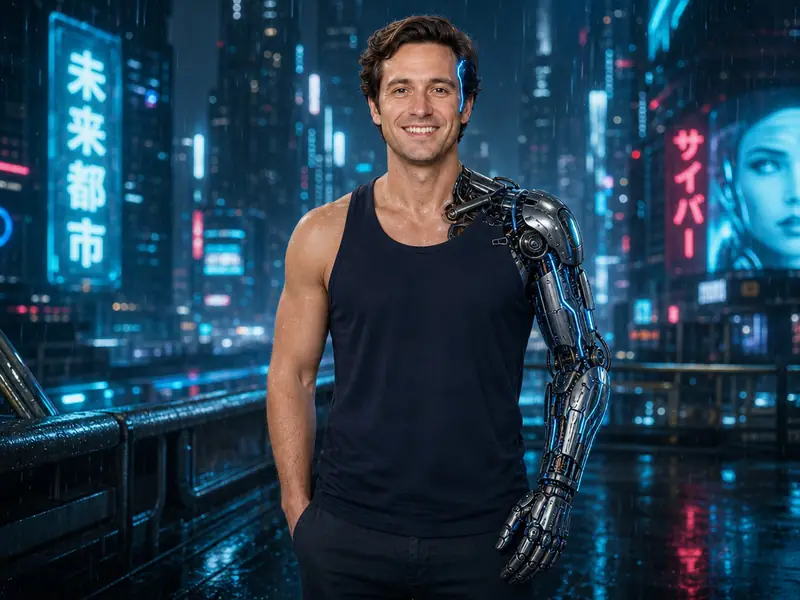 Cyborg Robotic Arm AI photo booth effect — Solo rendering