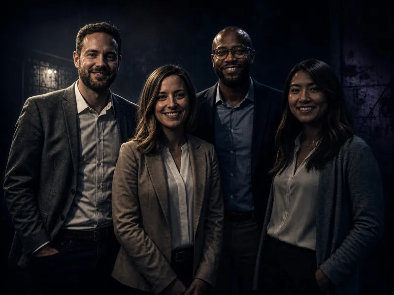 Dark Moody AI photo booth effect — Group rendering