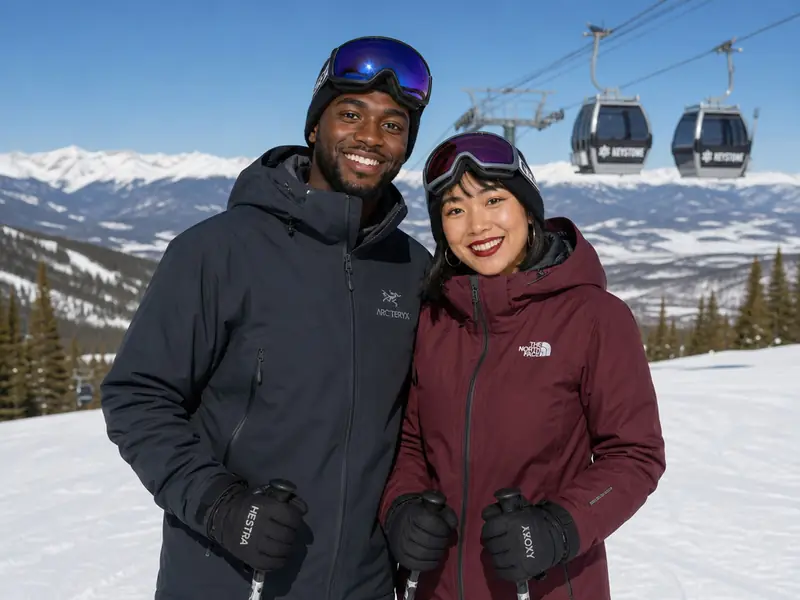 Denver Ski Resort AI photo booth effect — Couple rendering