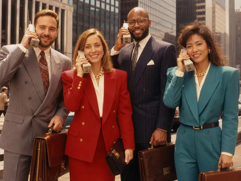 Early 1980s Business Person AI photo booth effect — Group rendering