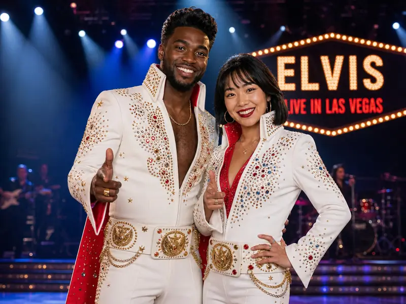 Elvis Jumpsuit AI photo booth effect — Couple rendering
