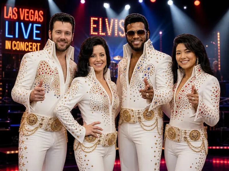 Elvis Jumpsuit AI photo booth effect — Group rendering