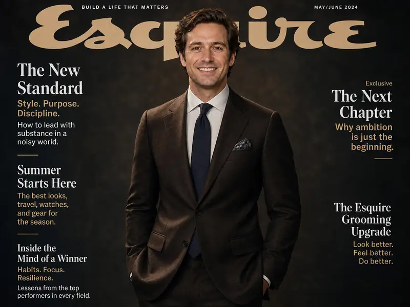 Esquire Dapper Cover AI photo booth effect — Solo rendering