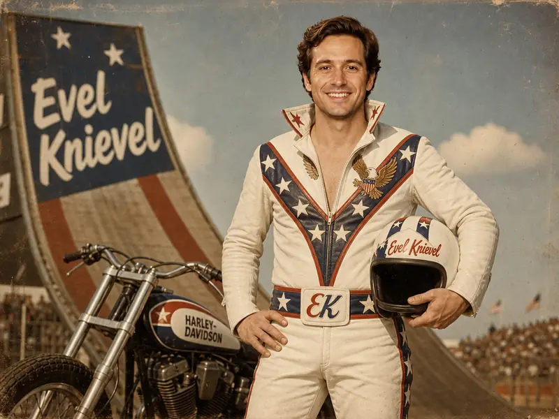 Evel Knievel Stuntman AI photo booth effect — Solo rendering