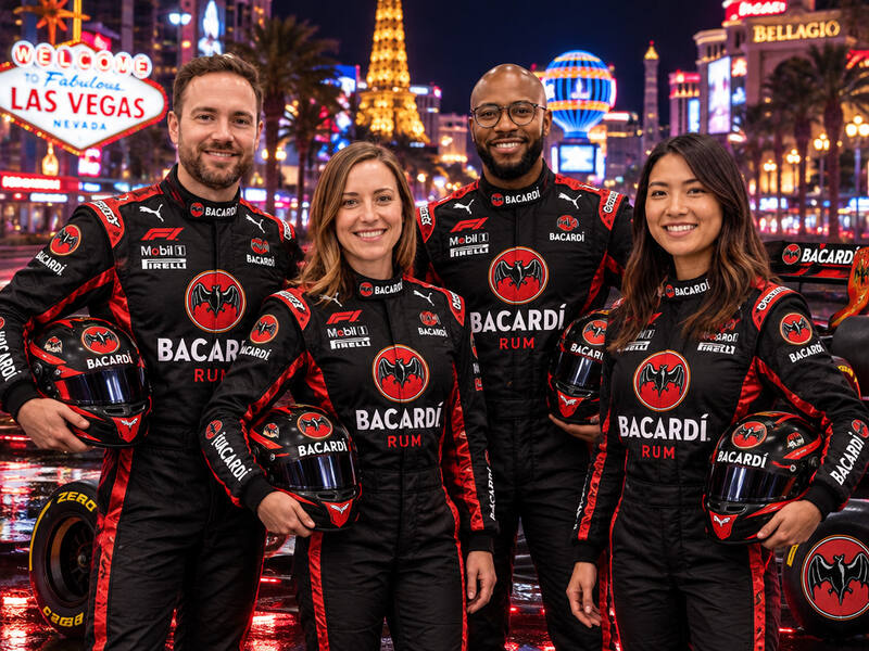 Bacardi F1 Driver On The Strip AI photo booth effect: Group rendering