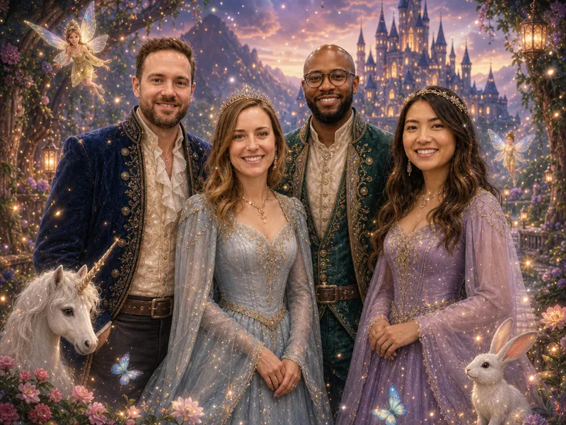 Fairytale Enchanted AI photo booth effect — Group rendering