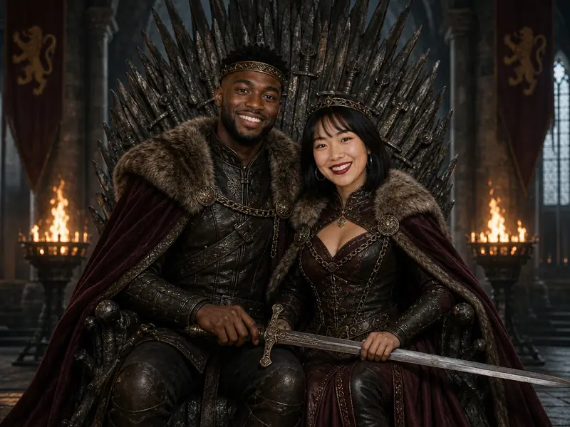 Fantasy Iron Throne AI photo booth effect — Couple rendering