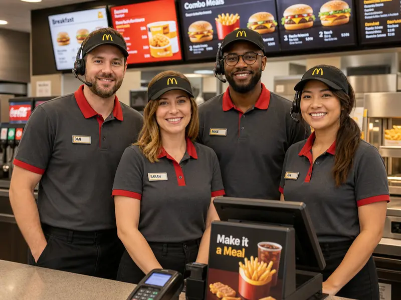 Fast Food Restaurant Worker AI photo booth effect — Group rendering