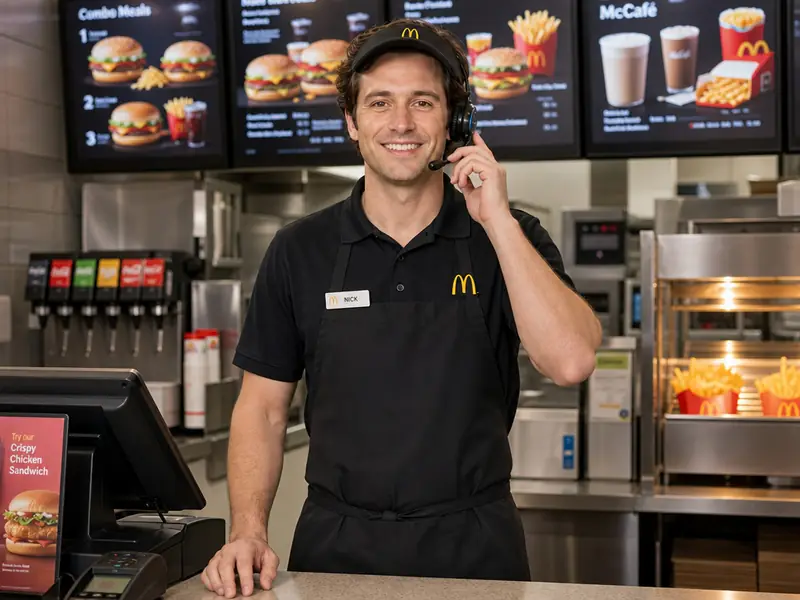 Fast Food Restaurant Worker AI photo booth effect — Solo rendering