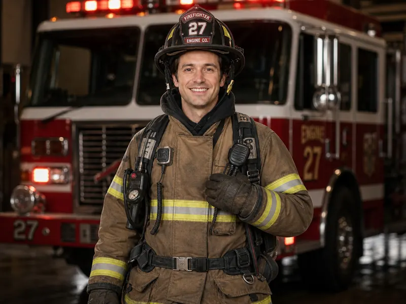 Firefighter Firetruck AI photo booth effect — Solo rendering