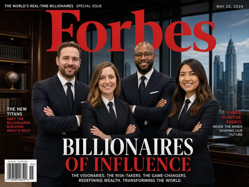 Forbes Billionaire Cover AI photo booth effect — Group rendering