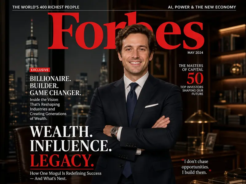Forbes Billionaire Cover AI photo booth effect — Solo rendering