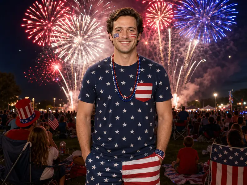 Fourth of July Fireworks AI photo booth effect — Solo rendering