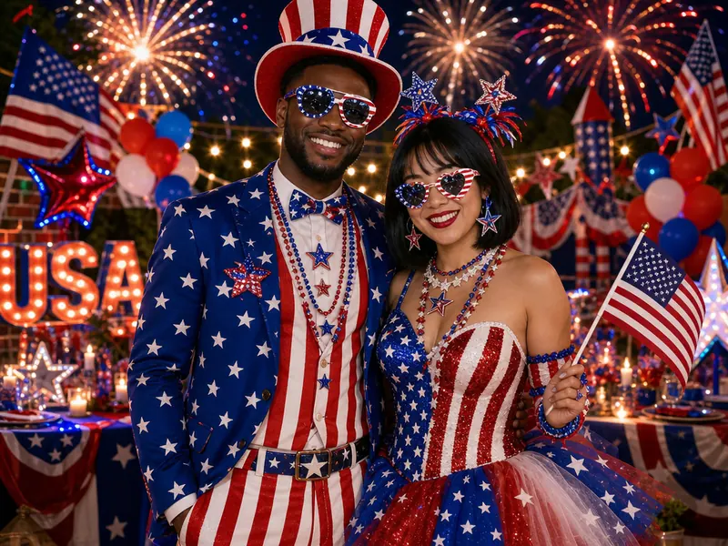 Fourth of July Patriotic AI photo booth effect — Couple rendering