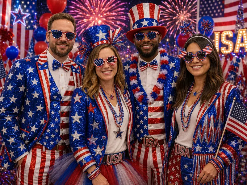 Fourth of July Patriotic AI photo booth effect — Group rendering