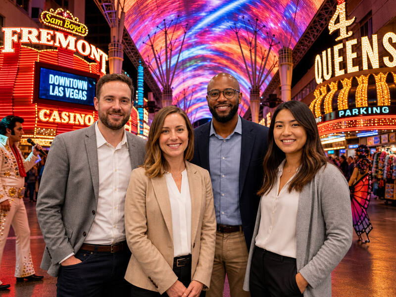 Fremont Street Experience AI photo booth effect — Group rendering