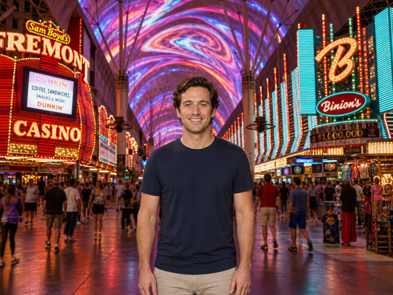 Fremont Street Experience AI photo booth effect — Solo rendering