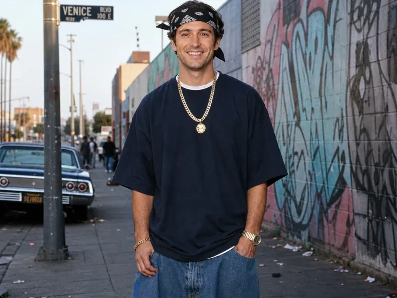 LA Street Style 90s AI photo booth effect — Solo rendering