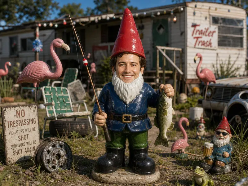 Garden Gnome Trailer Park AI photo booth effect — Solo rendering