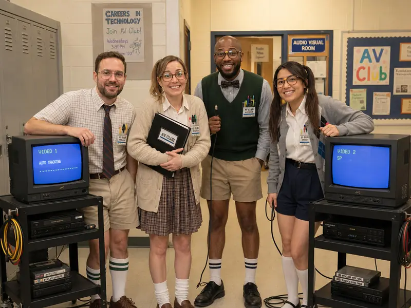 Geeks Nerds High School AI photo booth effect — Group rendering