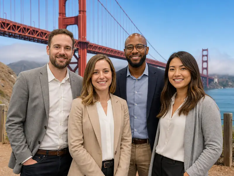 Golden Gate Bridge San Francisco AI photo booth effect — Group rendering