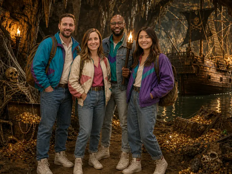 Goonies Treasure Cave AI photo booth effect — Group rendering