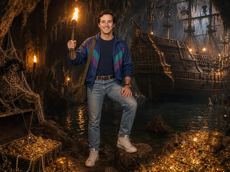Goonies Treasure Cave AI photo booth effect — Solo rendering