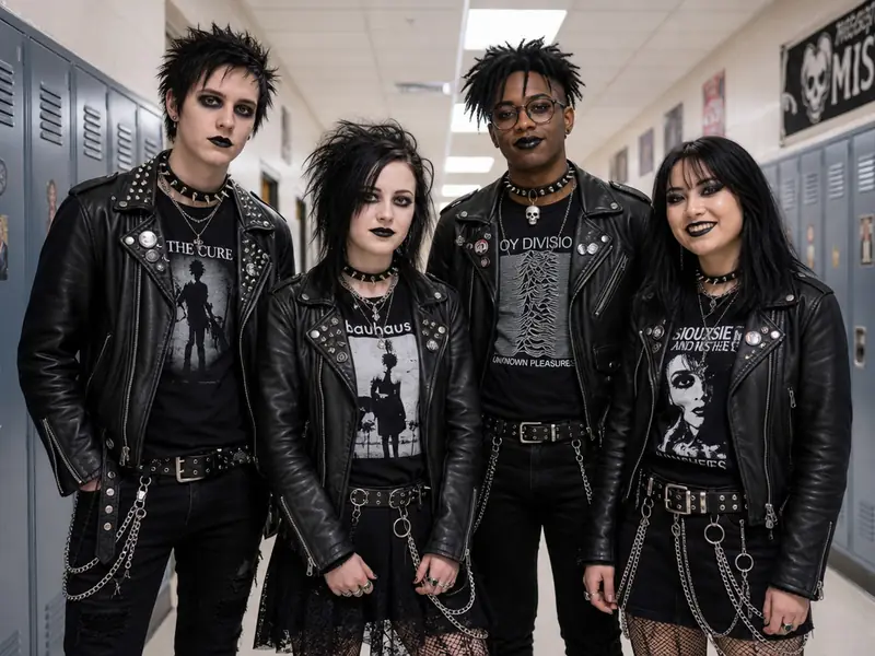 Goth Kids High School AI photo booth effect — Group rendering