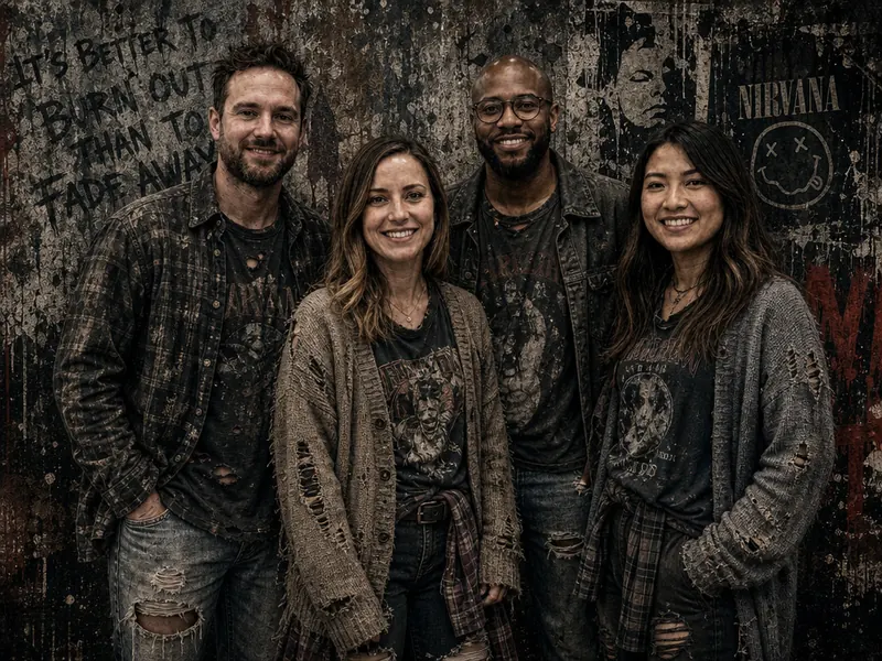 Grunge Style AI photo booth effect — Group rendering