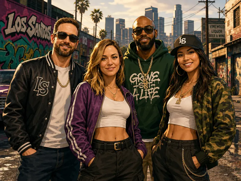 GTA Style Video Game AI photo booth effect — Group rendering