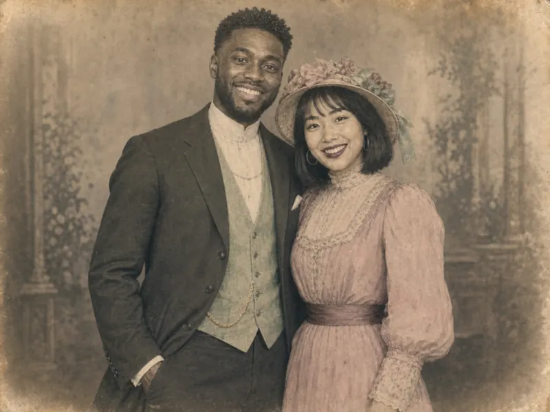 Hand-Tinted Photograph AI photo booth effect — Couple rendering