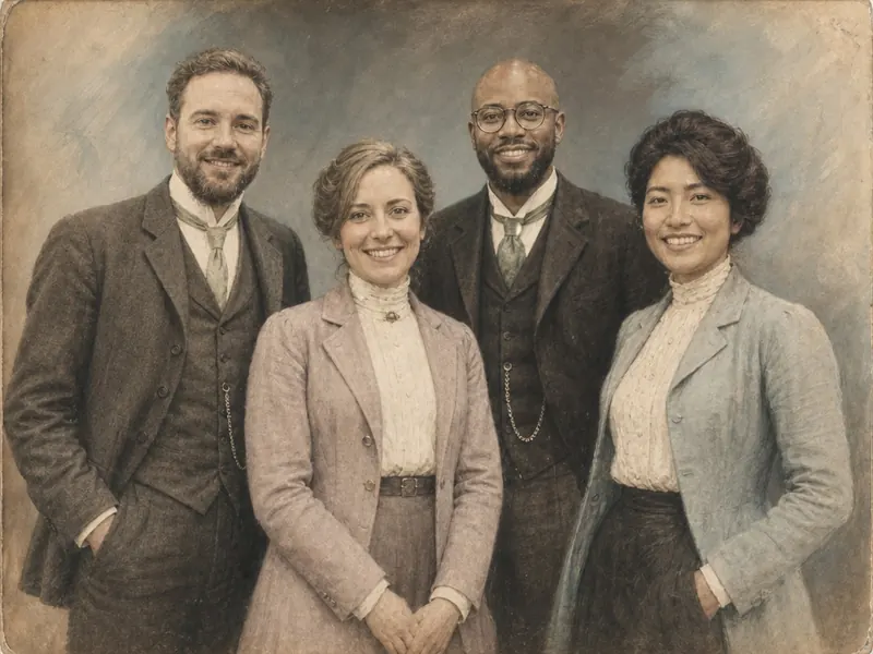 Hand-Tinted Photograph AI photo booth effect — Group rendering
