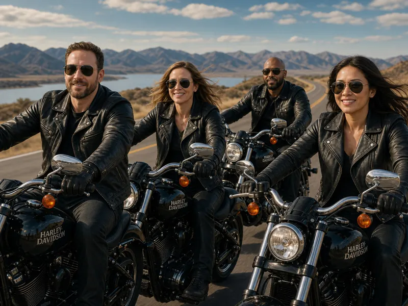 Harley Motorcycle AI photo booth effect — Group rendering