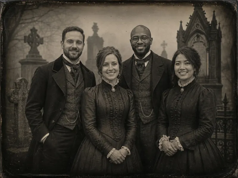 Haunted Graveyard AI photo booth effect — Group rendering