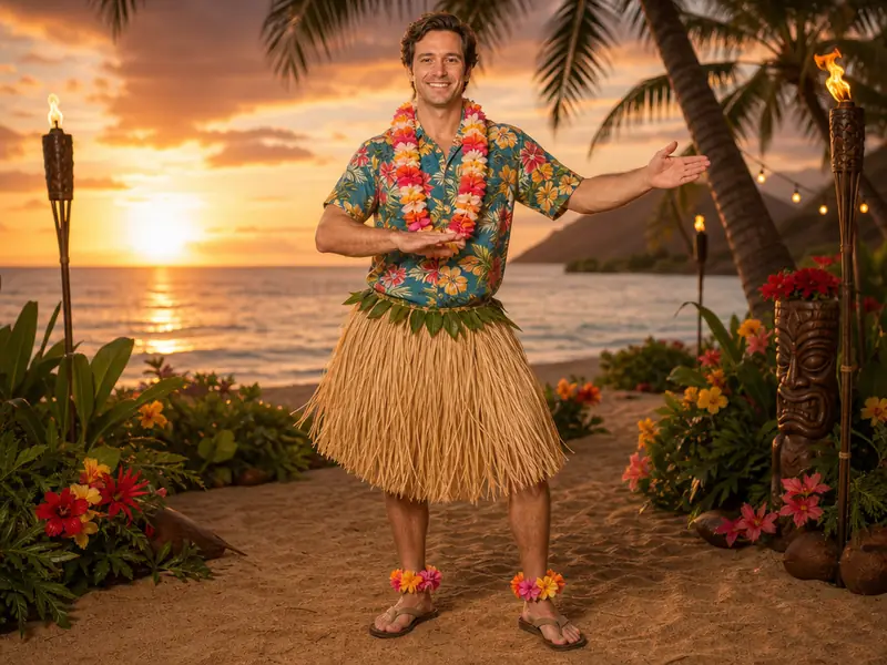 Hawaiian Luau AI photo booth effect — Solo rendering