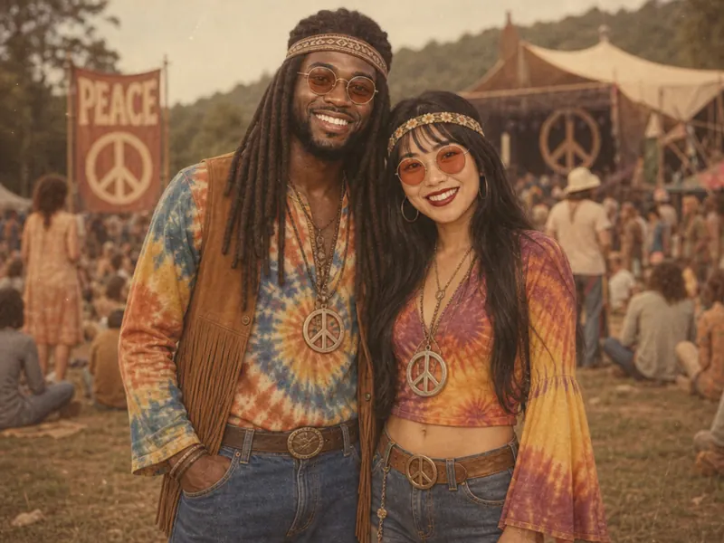 Hippie 70s AI photo booth effect — Couple rendering