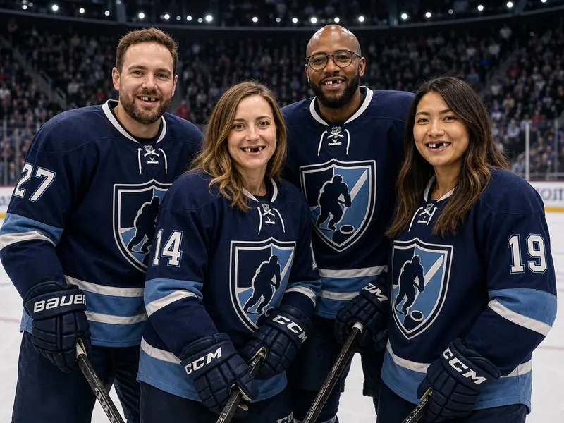 Hockey Player AI photo booth effect — Group rendering