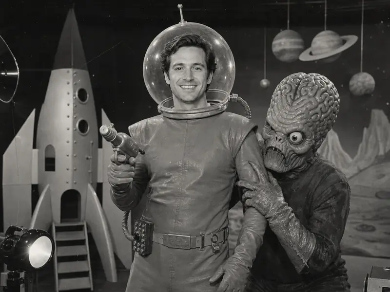 Hokey B-Movie Sci-Fi Adventure AI photo booth effect — Solo rendering