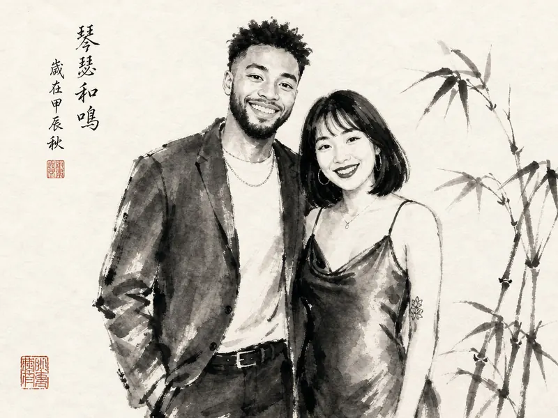 Ink Wash Asian Art AI photo booth effect
