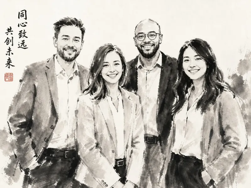 Ink Wash Asian Art AI photo booth effect — Group rendering
